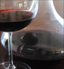 red wine glass with decanter